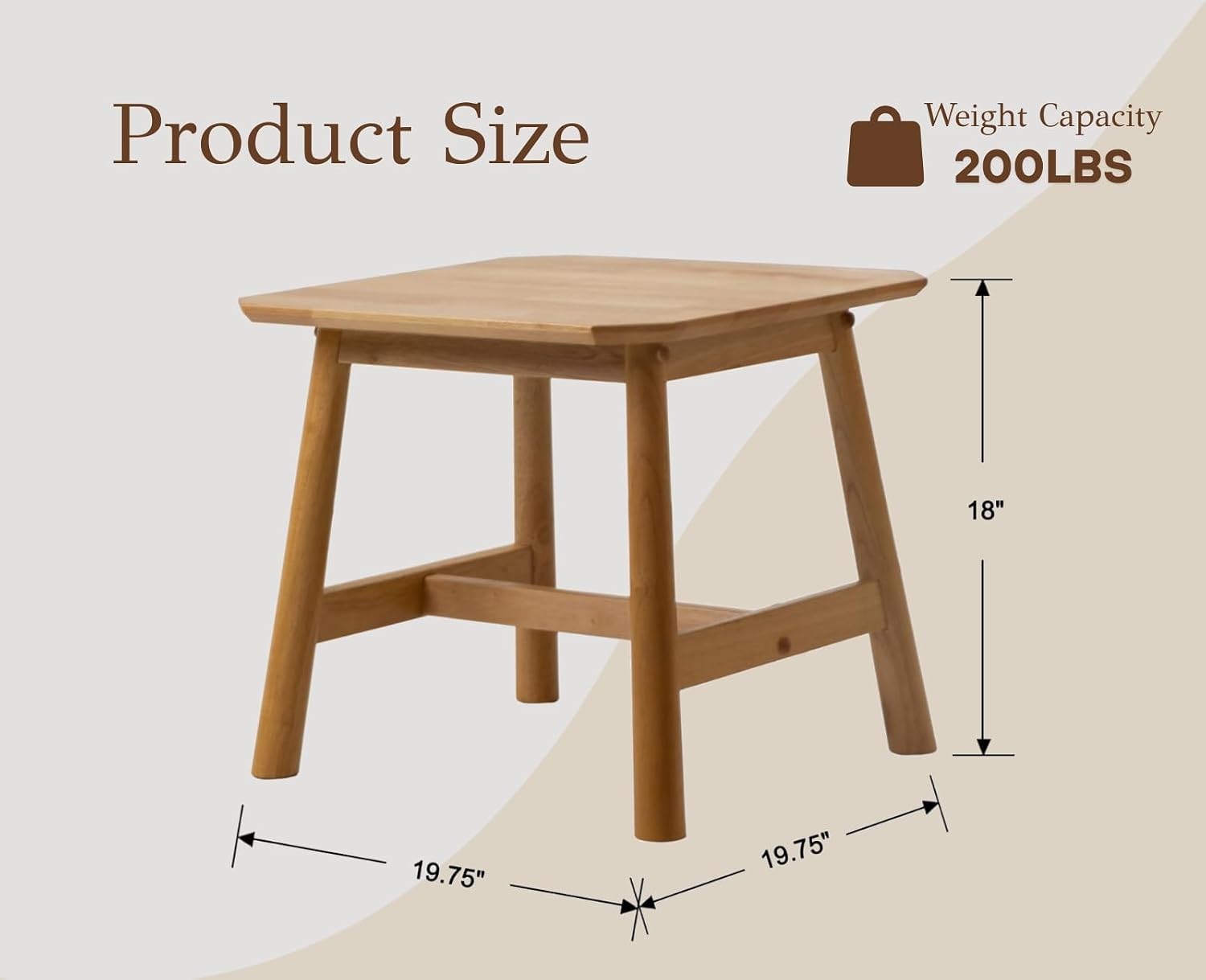 CIMOTA Solid Wood Side Table Modern Small Square End Table for Living Room Farmhouse Narrow Nightstand for Small Spaces/Bedroom/Office, Natural Finish