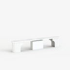 AF ARTISAN FURNITURE Oval Extendable Dining Bench, Extendable MDF (39"-102"), Seats 1-4, Space-Saving Design for Kitchen & Dining, Simple Installation(White)