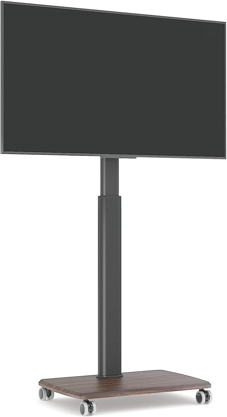 Black Rolling TV Stand for 32 to 55 65 75 85 Inch TVs, Corner TV Floor Stand with Mount, Universal Portable Mobile TV Cart on Wheels, Small TV Stand for Bedroom, Living Room