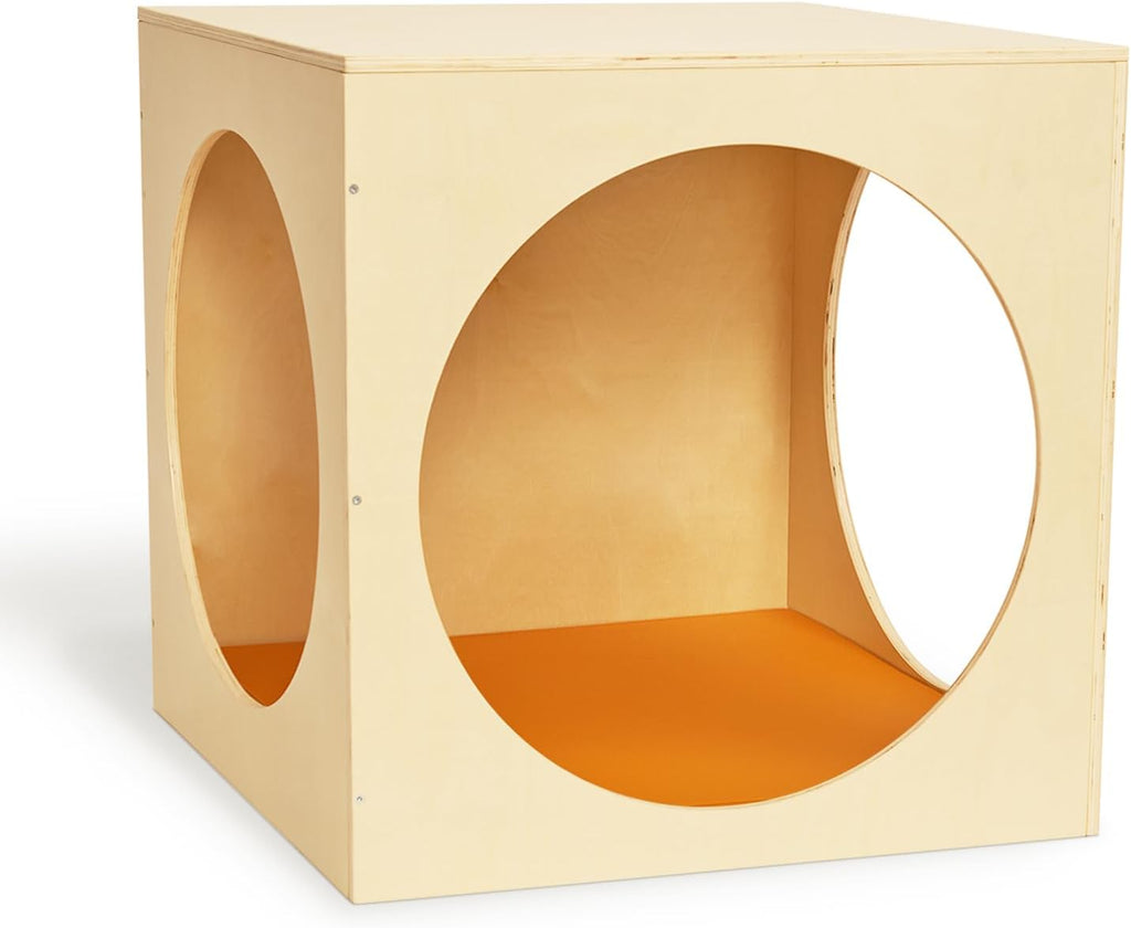 GUIDEWILL Kids Reading Nook, Wooden Reading Cube with Soft Seat Cushion, Cozy Reading Corner Furniture for Classroom, Daycare, Preschool and Home, Birch Plywood, Natural