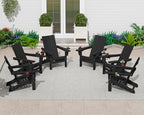 SERWALL Double Cups Adirondack Chair Set of 4, Folding Modern Adirondack Chairs, HDPE Outdoor Adirondack Chair for Patio, Black