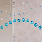 20 Strings Crystal Beaded Curtain, Arched Door String Curtain, Hanging Doorway Room Divider Suitable for Home, Coffee House, Bedroom, Restaurant. (Aqua Blue)
