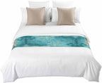 Coastal Beach Tree Bed Runner Scarf King Size, Vintage Teal Brown Tropical Palm Tree Luxury Bed Throw Runners & Scarves for Twin Full Queen King Foot of Beds, Bedroom Decoration, 94"x20"