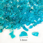 HappyFiller 1.3 LB Teal(Turquoise) Crushed Sand Broken Fire Glass Pieces Crush Terrarium Rocks Stones,Resin Arts Crafts,Vase Fillers,Candle Holder Fish Tank Decor,3-7mm,Never Fade Color
