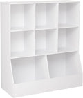 DINZI LVJ Toy Storage Organizer, Kids Bookshelf, Wood Toy Storage Cabinet, 3-Tier 8 Cubby Children Bookcase, 35.4" L Toddler Book Shelf for Playroom, Living Room, Nursery, Hallway, Classroom, White