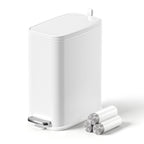 Small Bathroom Trash Can with Lid Soft Close, Step Pedal, 1.6 Gallon White Stainless Steel Slim Garbage Can with Removable Inner Bucket, Includes 60 Trash Bags for Home Bedroom