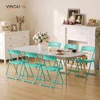 VINGLI Mint Green Plastic Folding Chairs Lightweight 6 Pack for Outdoor & Indoor, Portable Stackable Commercial Seat with Metal Frame for Events, Dinning, Wedding, Party, Office, Camping