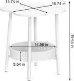 Small Coffee Table, 2 Tier Flower Shaped Desktop Accent Table, Modern Couch Bedside End Tables, Nightstand for Bedroom or Living Room, Small Spaces Display Side Tables White