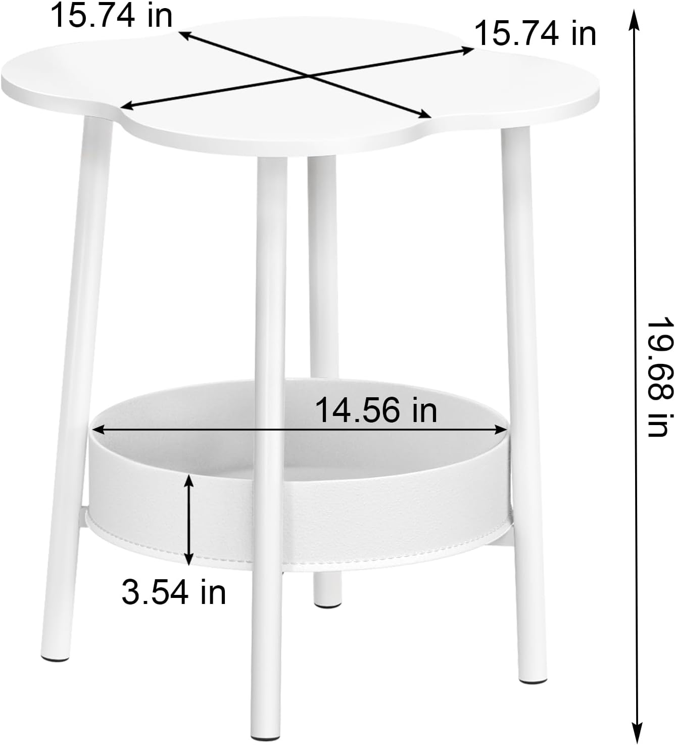 Small Coffee Table, 2 Tier Flower Shaped Desktop Accent Table, Modern Couch Bedside End Tables, Nightstand for Bedroom or Living Room, Small Spaces Display Side Tables White