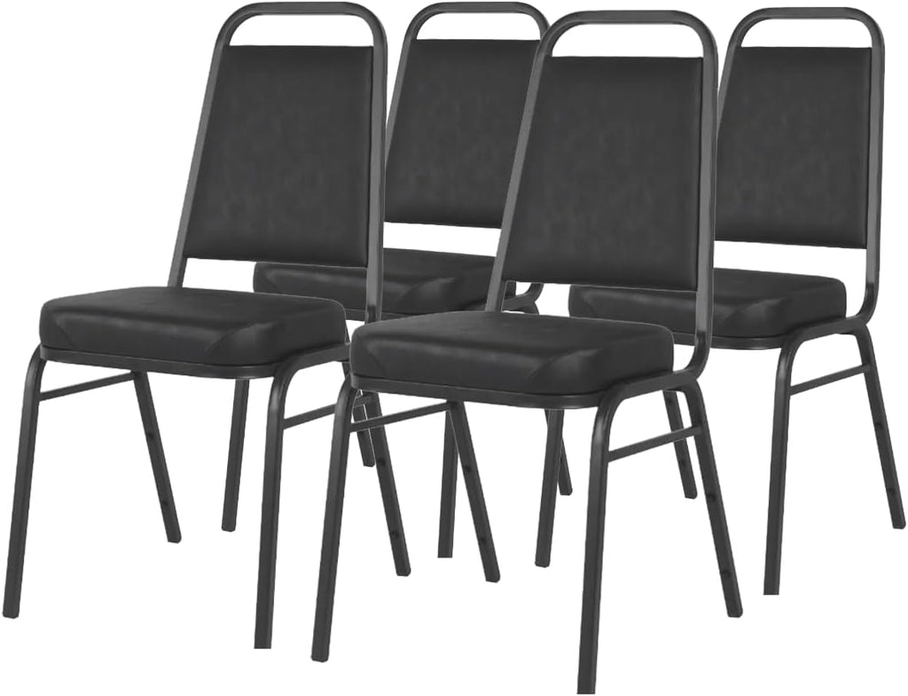CenPro Commercial Black Stacking Chair with Padded Seat | Restaurants, Banquets, Dining Halls | 4-Pack (32Q-090)