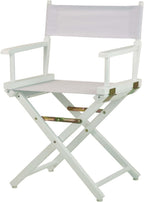 HomeStock Director's Chair with Built-in Armrests and Foldable Design for Easy Storage, Lightweight Durable Frame Perfect for Indoor or Outdoor Seating White Canvas/18 in White Frame