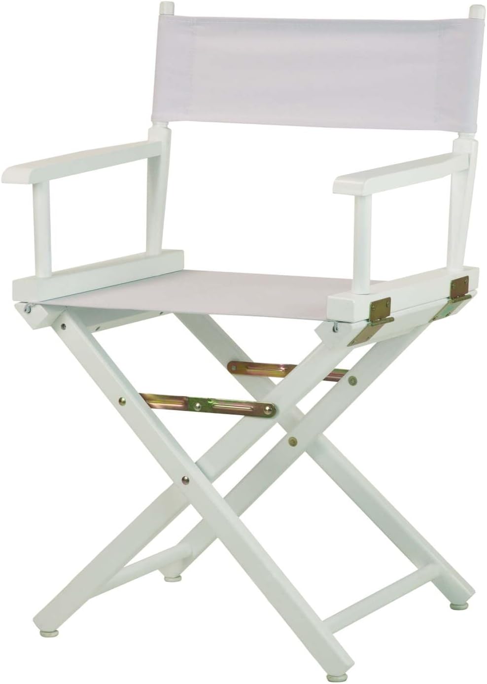 HomeStock Director's Chair with Built-in Armrests and Foldable Design for Easy Storage, Lightweight Durable Frame Perfect for Indoor or Outdoor Seating White Canvas/18 in White Frame