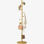 Coat Rack Freestanding Coat Tree with 8 Hooks Coat Hanger Stand,Gold | Heavy Duty Metal Coats Rack Stand for Jacket Hat Clothes Bag Stainless Steel Hall Tree Hat Racks for Entryway Bedroom Hallway
