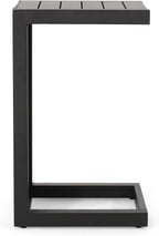 C-Shaped End Table for Patio Lounge Chair: Slide Under Armrest, Keep Drinks & Phone Within 10-inch Reach - 0° Effort While Relaxing on Your Chaise - Rust-Resistant Aluminum Frame, Matte Black