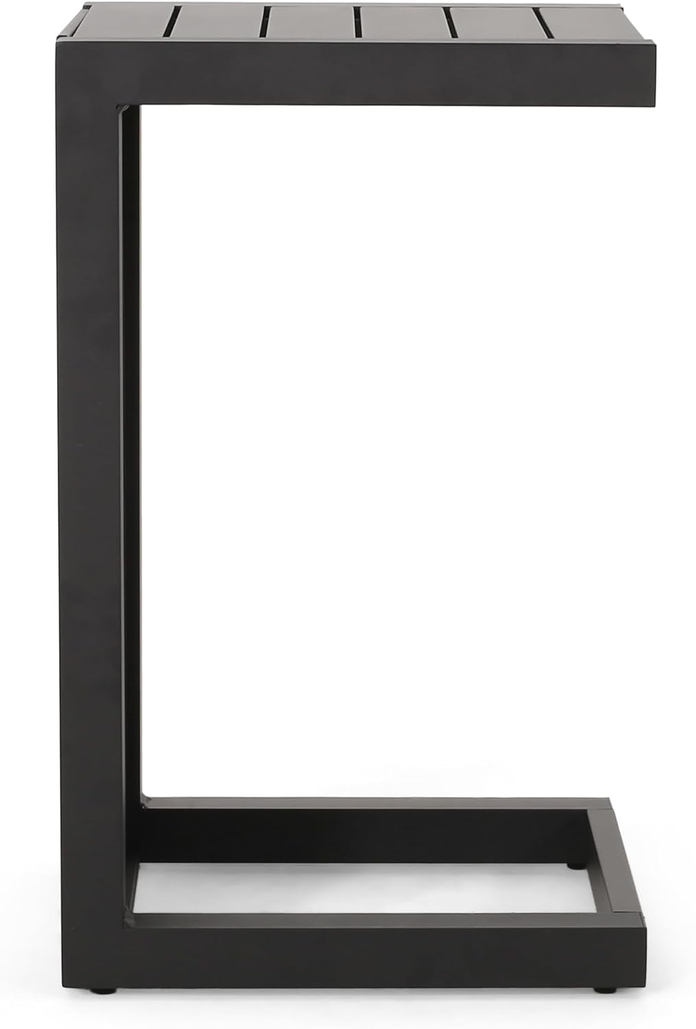 C-Shaped End Table for Patio Lounge Chair: Slide Under Armrest, Keep Drinks & Phone Within 10-inch Reach - 0° Effort While Relaxing on Your Chaise - Rust-Resistant Aluminum Frame, Matte Black