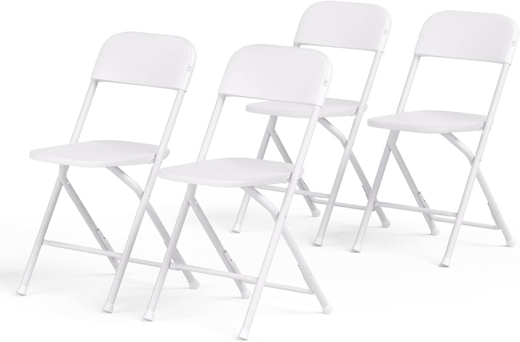 Magshion Plastic Folding Chairs 4 Pack White Foldable Dinning Chairs for Wedding Parties Event Outdoor Indoor Lightweight Chair 330lbs Capacity
