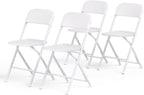 Magshion Plastic Folding Chairs 4 Pack White Foldable Dinning Chairs for Wedding Parties Event Outdoor Indoor Lightweight Chair 330lbs Capacity