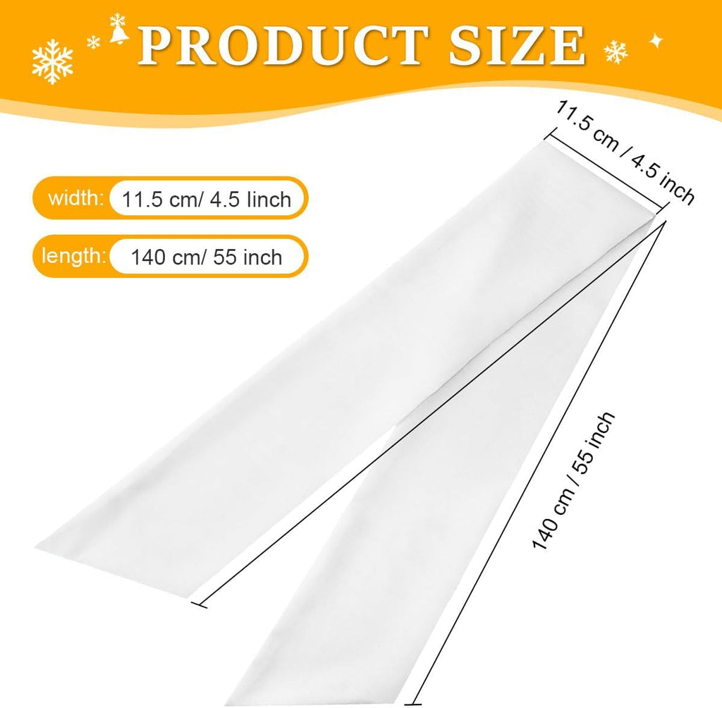 Wreath Sash for Front Door, 2Pcs White Sash for Wreath, Embroidery Blanks Sashes for Embroidery Monogram Home Party Wedding Christmas