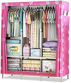 Wardrobe Simple Wardrobe Fabric Folding Clothes Storage Cabinet DIY Assembly Reinforced Frame Bedroom Organizer for Home Dorm Clothing Closet Wardrobe Rack (Color : B)