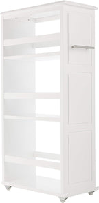Lavish Home 3-Tier Slim Rolling Storage Cart - 16.7” x 9” Narrow Rolling Cart with Handle and Wheels for Bathroom, Laundry Room, and Kitchen Organization - Pull-Out Home Organizers (White)