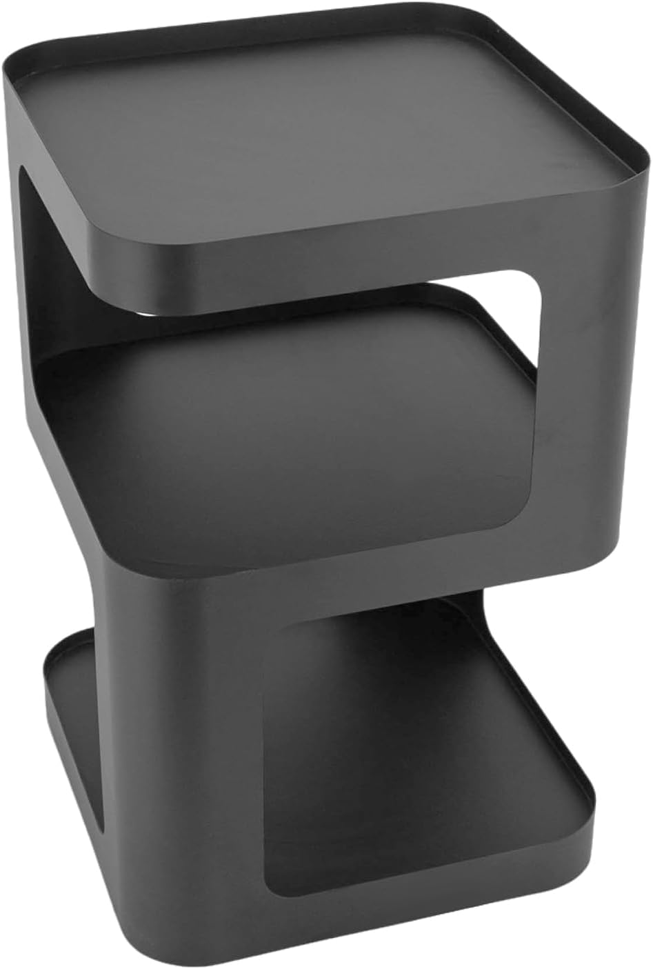3 Tier Side Table, Black Carbon Steel End Table, Freestanding Modern Bedside Table for Living Room, Bedroom, Office, Sofa Side and Small Spaces