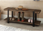 Modesto 48-Inch Solid Wood Entryway Bench with Storage Shelf – Rustic Natural Finish with Black Metal Legs and Strap Accent – Farmhouse Accent Bench for Entryway or Dining Room by Alaterre Furniture