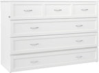 AFI, Northfield Murphy Bed Chest Queen with 6" Mattress, Storage Drawer & Built-in USB Charger, White