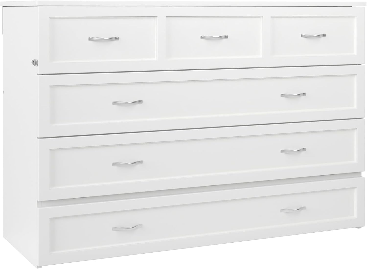 AFI, Northfield Murphy Bed Chest Queen with 6" Mattress, Storage Drawer & Built-in USB Charger, White