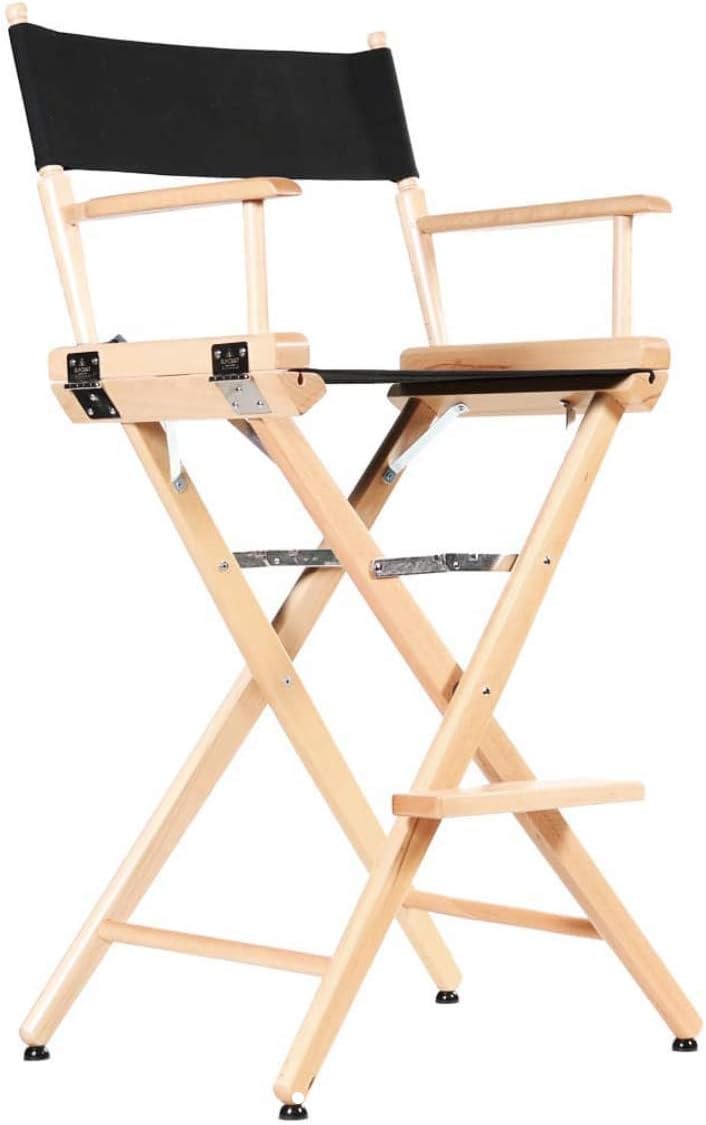 Filmcraft Professional Grade Studio Director's Chairs (30" Bar Height, Natural Finish, Black Nylon Canvas)