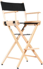 Filmcraft Professional Grade Studio Director's Chairs (30" Bar Height, Natural Finish, Black Nylon Canvas)