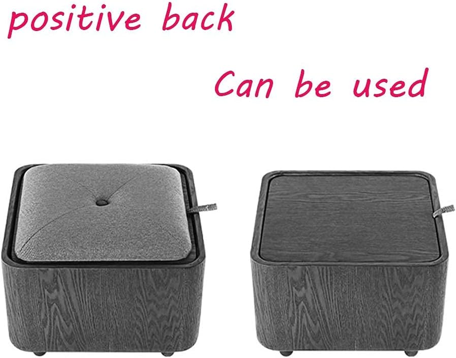 Footstool, Change Shoe Bench Pouffes and Footstools Multifunction Square Toy Storage Stool Large Capacity Strong Bearing, 4 Colors,Grey-40X40X33CM