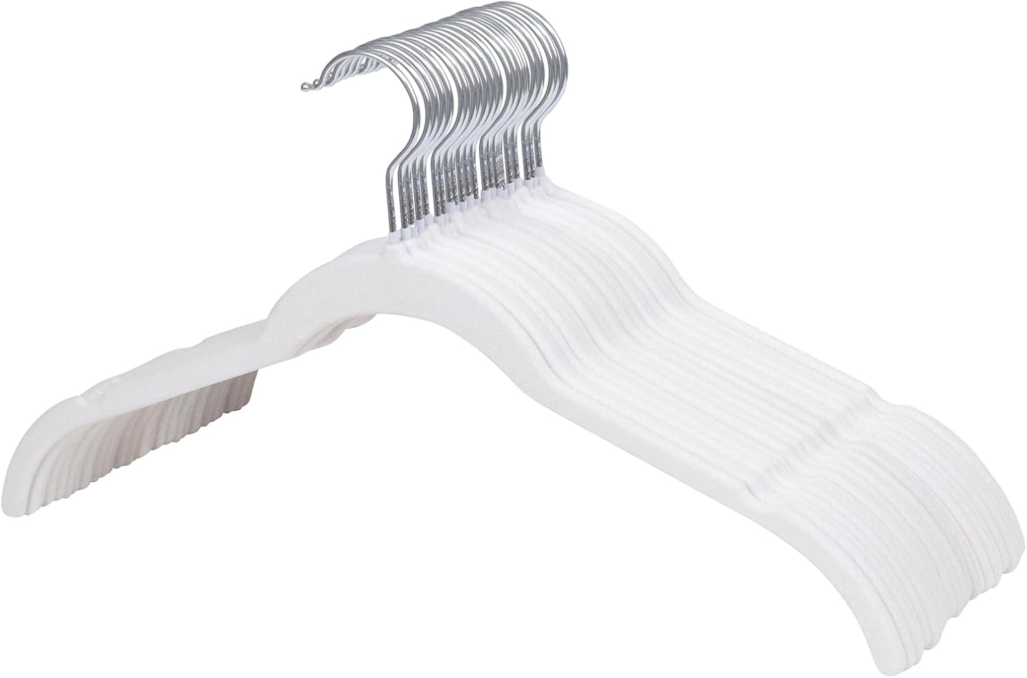 ManGotree Velvet Shirt Hangers for Women, 16.5'' Suit Hangers with Shoulder Groove, Non-Slip Dress Clothes Hanger for Coats, Tank Tops, Shirts, Blouses, Shorts (22 Pack, White)