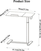 YCKEGEW Adjustable Overbed Bedside Table with Wheels,Hospital Bed Table with Tilt Top,Rolling Laptop Desk,Standing Desk for Home & Office Use(White)