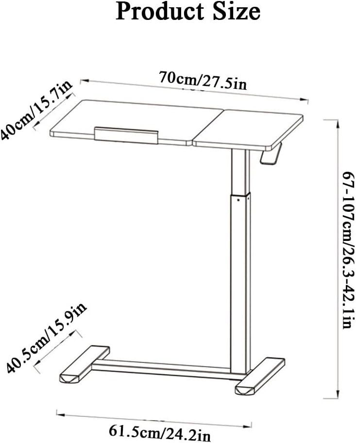 YCKEGEW Adjustable Overbed Bedside Table with Wheels,Hospital Bed Table with Tilt Top,Rolling Laptop Desk,Standing Desk for Home & Office Use(White)