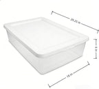 2 Pack 41 Quart Clear Storage Bin with Lid, Clear Plastic Container with Secure Snapping Lids, Under Bed Storage Container, Stackable Bin for Home and Office Organization, White