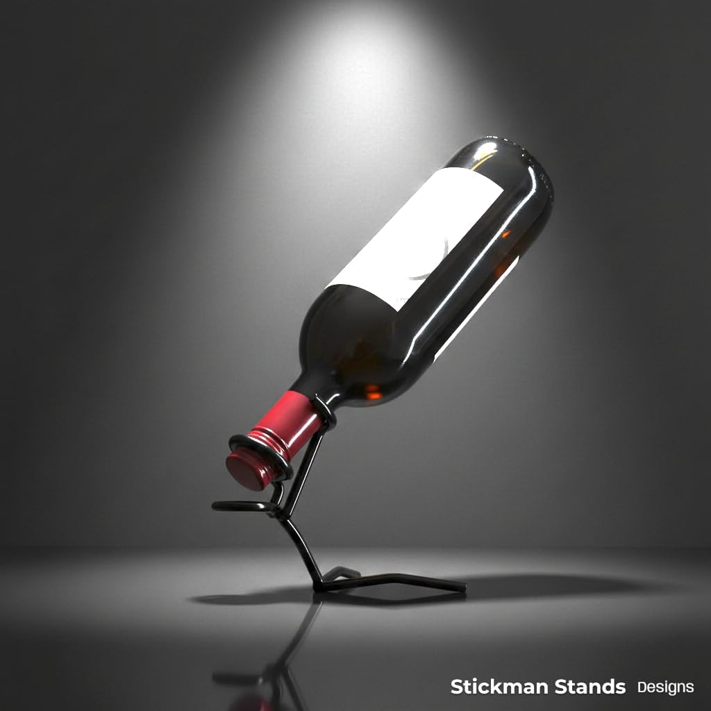 Fun 750ml Wine Bottle Stand, Metal Drinking Stickman Figure, Unique Wine Bottle Holder, Elegant Bottle Display