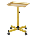 Salon Tray on Wheels, Gold Salon Rolling Tray with Adjustable Height, Hair Stylist Tray, Metal Service Instrument Storage Tray for Salon&Home Use, Suitable for Tattoo Tray and Dental Tray