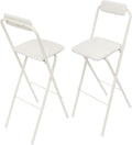 2-Pack White Folding Bar Chairs - 75cm Seat Height, Perfect for Any Space! Tall, Portable & Easy to Store. Great for Parties, Gardens & Home. Get Seating Sorted in a Snap!