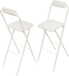 2-Pack White Folding Bar Chairs - 75cm Seat Height, Perfect for Any Space! Tall, Portable & Easy to Store. Great for Parties, Gardens & Home. Get Seating Sorted in a Snap!
