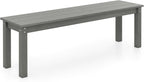 Giantex 55" HDPE Outdoor Bench, 2-3 People Weatherproof Backless Patio Garden Bench with 750 Lbs Capacity, Fade Resistant Outside Seating Furniture, Loveseat for Porch, Yard, Park (1,Grey)