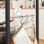 VASAGLE Bakers Rack, Kitchen Shelf, Kitchen Island, Microwave Oven Stand with 3 Open Shelves, 6 Hooks, Metal Frame, 15.7 x 31.5 x 35.4 Inches, Industrial, Rustic Brown and Black UKKI002B01