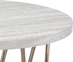 Starlight Canyon Home Faux Marble Top End Table, 24" H, Metal Tube Construction, Easy Assembly, Adjustable Levelers, Gray/White