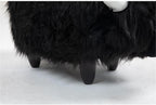 Pemberly Row Harry the Cow Storage Ottoman, Black Faux Fur Upholstery, Wood Frame, Hidden Storage, 14.96" W x 24.8" D x 14.56" H, Kids' Room, Playroom, or Living Room Furniture