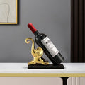 ELEGANTZ Modern Wine Bottle Holder – Decorative Elephant Design with Chrome Finish – Single Bottle Display Stand for Countertop, Bar, or Dining Table – Elegant Wine Rack with Black Base