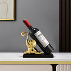 ELEGANTZ Modern Wine Bottle Holder – Decorative Elephant Design with Chrome Finish – Single Bottle Display Stand for Countertop, Bar, or Dining Table – Elegant Wine Rack with Black Base