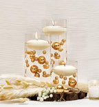 300 Floating Gold Pearls- Large Sizes- Fills 4 Gallons for Your Vases