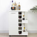 BAKAJI Corner Bar Cabinet with Metal Door and Handle 2 Side Shelves (White)
