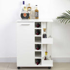 BAKAJI Corner Bar Cabinet with Metal Door and Handle 2 Side Shelves (White)