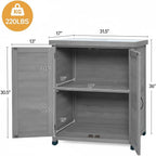 31" Weatherproof Small Storage Cabinet, Storage Cabinets with X-Shape Frame, Tool Cabinet with Magnetic Door for Patio & Garage, Gray
