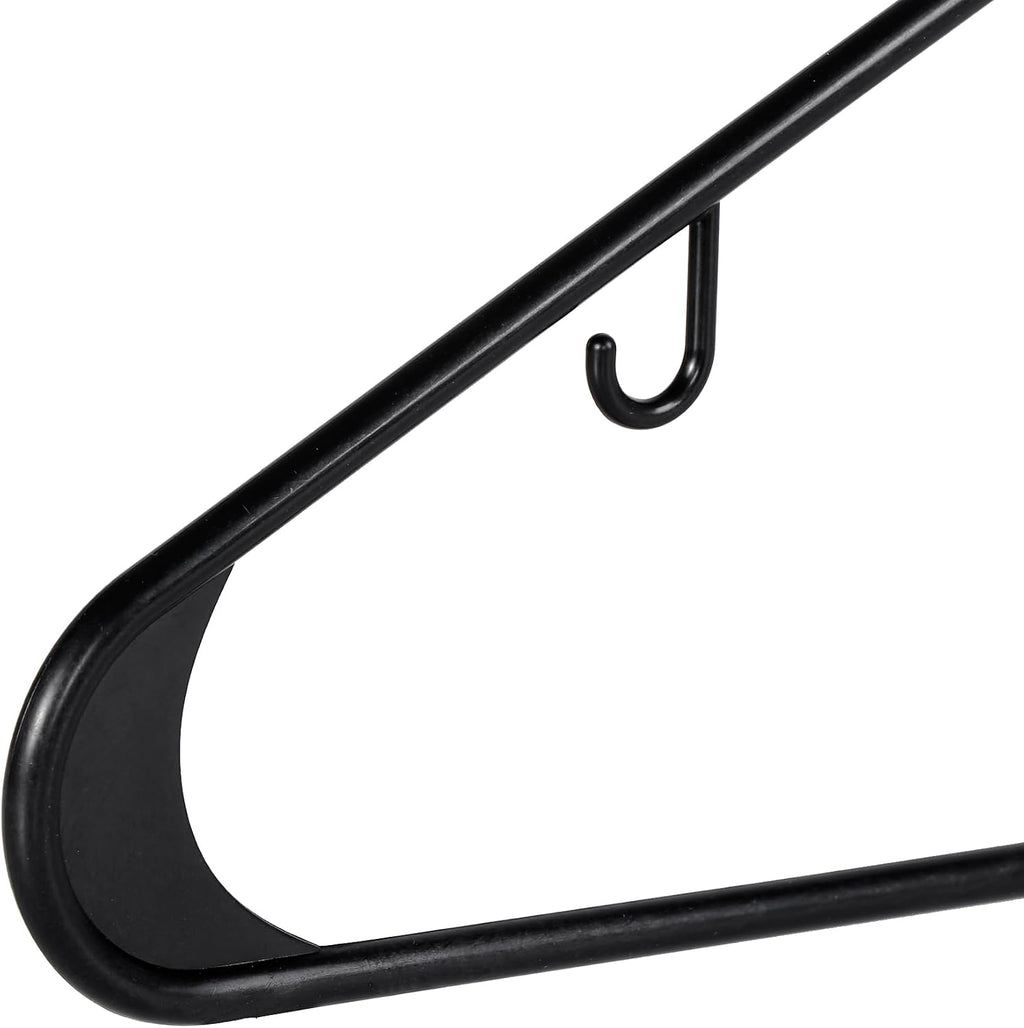 ZenStyle 100 Pack Standard Size White Plastic Hangers for Clothes Lightweight Space Saving Tubular Clothing Hangers (Black)